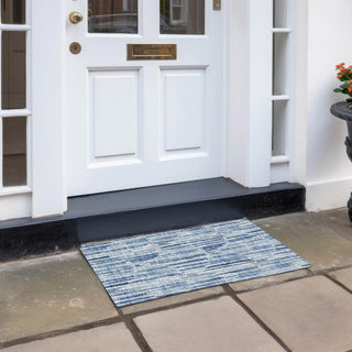 Piper Looms Chantille Lines ACN739 Blue Machine Washable Area Rug Scatter Outdoor Lifestyle Image Feature