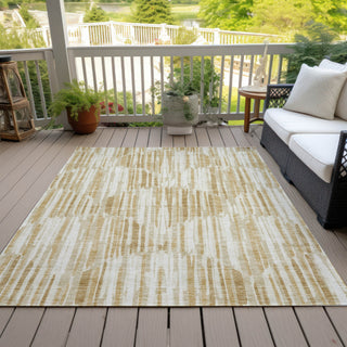 Piper Looms Chantille Lines ACN739 Gold Machine Washable Area Rug Outdoor Lifestyle Image Feature
