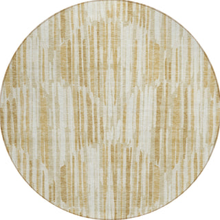 Piper Looms Chantille Lines ACN739 Gold Machine Washable Area Rug Round Main Image