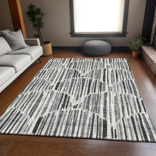 Piper Looms Chantille Lines ACN739 Gray Machine Washable Area Rug Lifestyle Image Feature