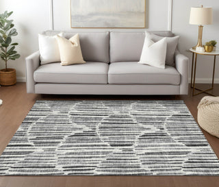 Piper Looms Chantille Lines ACN739 Gray Machine Washable Area Rug Lifestyle Image Feature