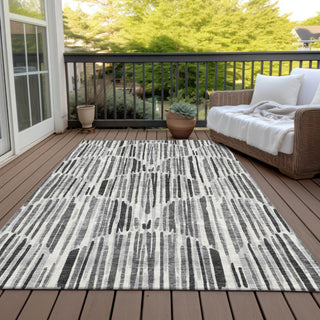 Piper Looms Chantille Lines ACN739 Gray Machine Washable Area Rug Outdoor Lifestyle Image Feature