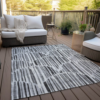 Piper Looms Chantille Lines ACN739 Gray Machine Washable Area Rug Outdoor Lifestyle Image Feature
