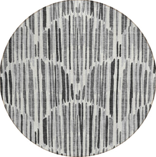 Piper Looms Chantille Lines ACN739 Gray Machine Washable Area Rug Round Main Image