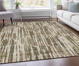 Piper Looms Chantille Lines ACN739 Mocha Machine Washable Area Rug Lifestyle Image Feature