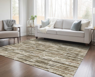 Piper Looms Chantille Lines ACN739 Mocha Machine Washable Area Rug Lifestyle Image Feature