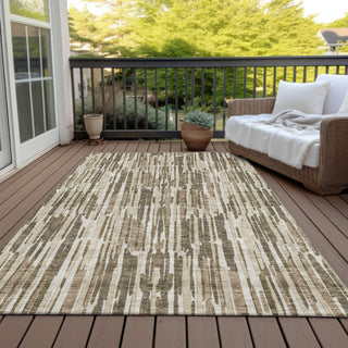 Piper Looms Chantille Lines ACN739 Mocha Machine Washable Area Rug Outdoor Lifestyle Image Feature