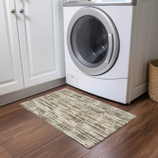 Piper Looms Chantille Lines ACN739 Mocha Machine Washable Area Rug Scatter Lifestyle Image Feature