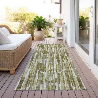 Piper Looms Chantille Lines ACN739 Olive Machine Washable Area Rug Runner Outdoor Lifestyle Image Feature