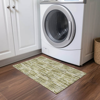 Piper Looms Chantille Lines ACN739 Olive Machine Washable Area Rug Scatter Lifestyle Image Feature