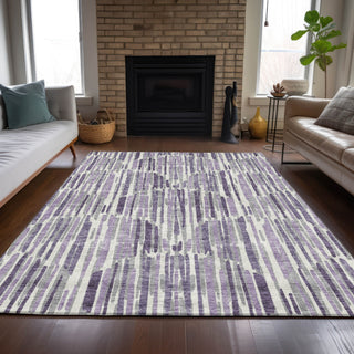 Piper Looms Chantille Lines ACN739 Purple Machine Washable Area Rug Lifestyle Image Feature