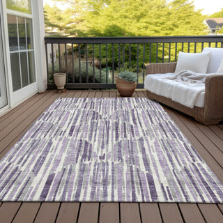 Piper Looms Chantille Lines ACN739 Purple Machine Washable Area Rug Outdoor Lifestyle Image Feature