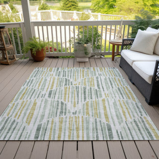 Piper Looms Chantille Lines ACN739 Sage Machine Washable Area Rug Outdoor Lifestyle Image Feature