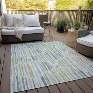 Piper Looms Chantille Lines ACN739 Sage Machine Washable Area Rug Outdoor Lifestyle Image Feature