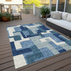 Piper Looms Chantille Modern ACN740 Blue Machine Washable Area Rug Outdoor Lifestyle Image Feature