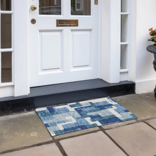 Piper Looms Chantille Modern ACN740 Blue Machine Washable Area Rug Scatter Outdoor Lifestyle Image Feature