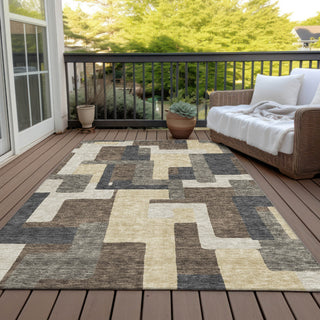 Piper Looms Chantille Modern ACN740 Chocolate Machine Washable Area Rug Outdoor Lifestyle Image Feature