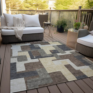Piper Looms Chantille Modern ACN740 Chocolate Machine Washable Area Rug Outdoor Lifestyle Image Feature