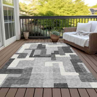 Piper Looms Chantille Modern ACN740 Gray Machine Washable Area Rug Outdoor Lifestyle Image Feature