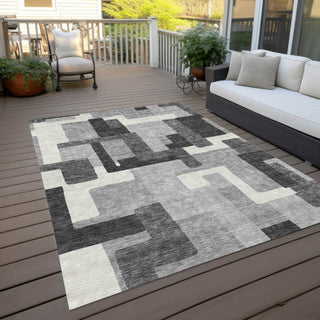 Piper Looms Chantille Modern ACN740 Gray Machine Washable Area Rug Outdoor Lifestyle Image Feature