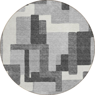 Piper Looms Chantille Modern ACN740 Gray Machine Washable Area Rug Round Main Image