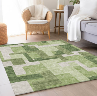 Piper Looms Chantille Modern ACN740 Green Machine Washable Area Rug Lifestyle Image Feature