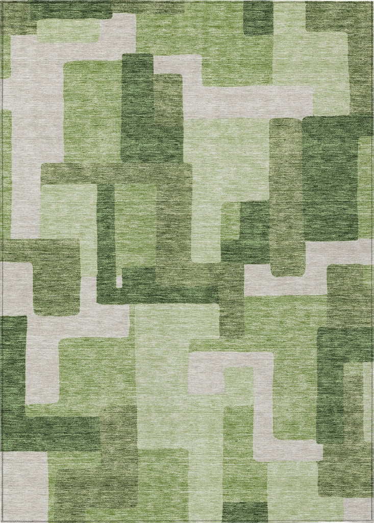 Piper Looms Chantille Modern ACN740 Green Machine Washable Area Rug main image