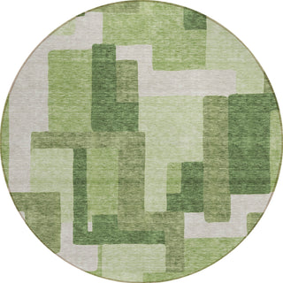 Piper Looms Chantille Modern ACN740 Green Machine Washable Area Rug Round Main Image
