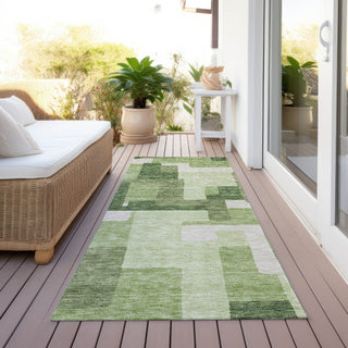 Piper Looms Chantille Modern ACN740 Green Machine Washable Area Rug Runner Outdoor Lifestyle Image Feature