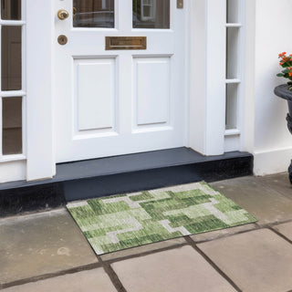 Piper Looms Chantille Modern ACN740 Green Machine Washable Area Rug Scatter Outdoor Lifestyle Image Feature