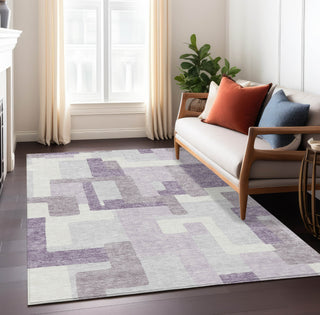 Piper Looms Chantille Modern ACN740 Lavender Machine Washable Area Rug Lifestyle Image Feature