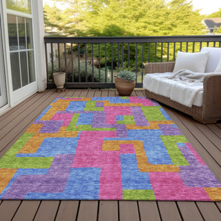 Piper Looms Chantille Modern ACN740 Purple Machine Washable Area Rug Outdoor Lifestyle Image Feature