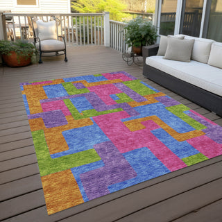 Piper Looms Chantille Modern ACN740 Purple Machine Washable Area Rug Outdoor Lifestyle Image Feature