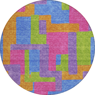 Piper Looms Chantille Modern ACN740 Purple Machine Washable Area Rug Round Main Image