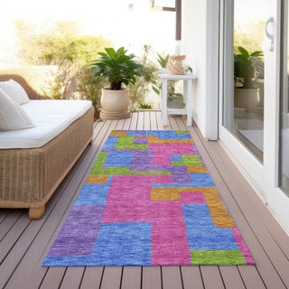 Piper Looms Chantille Modern ACN740 Purple Machine Washable Area Rug Runner Outdoor Lifestyle Image Feature