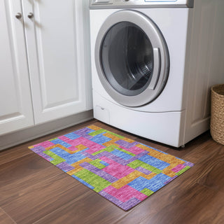 Piper Looms Chantille Modern ACN740 Purple Machine Washable Area Rug Scatter Lifestyle Image Feature