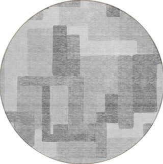 Piper Looms Chantille Modern ACN740 Silver Machine Washable Area Rug Round Main Image