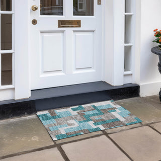 Piper Looms Chantille Modern ACN740 Teal Machine Washable Area Rug Scatter Outdoor Lifestyle Image Feature