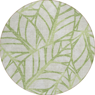Piper Looms Chantille Floral ACN741 Aloe Machine Washable Area Rug Round Main Image