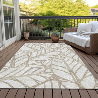 Piper Looms Chantille Floral ACN741 Beige Machine Washable Area Rug Outdoor Lifestyle Image Feature