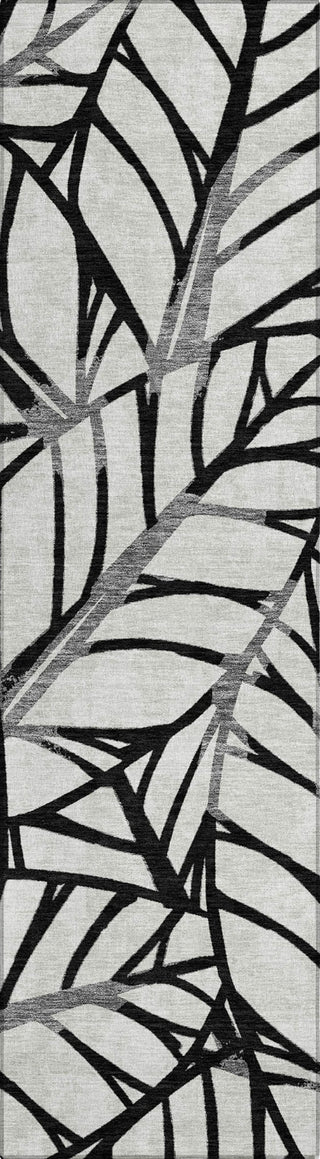 Piper Looms Chantille Floral ACN741 Black Machine Washable Area Rug Runner Main Image