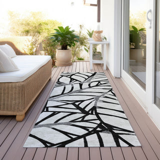 Piper Looms Chantille Floral ACN741 Black Machine Washable Area Rug Runner Outdoor Lifestyle Image Feature