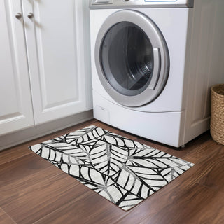 Piper Looms Chantille Floral ACN741 Black Machine Washable Area Rug Scatter Lifestyle Image Feature