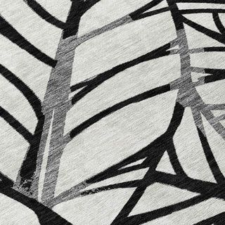 Piper Looms Chantille Floral ACN741 Black Machine Washable Area Rug Swatch Image