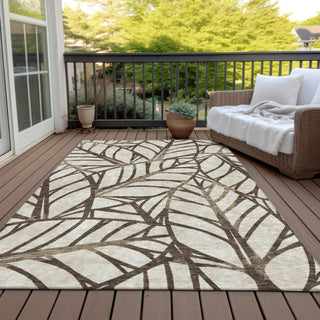 Piper Looms Chantille Floral ACN741 Chocolate Machine Washable Area Rug Outdoor Lifestyle Image Feature