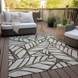 Piper Looms Chantille Floral ACN741 Chocolate Machine Washable Area Rug Outdoor Lifestyle Image Feature
