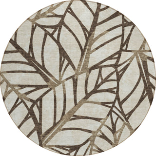 Piper Looms Chantille Floral ACN741 Chocolate Machine Washable Area Rug Round Main Image