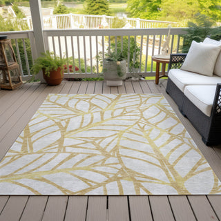 Piper Looms Chantille Floral ACN741 Gold Machine Washable Area Rug Outdoor Lifestyle Image Feature
