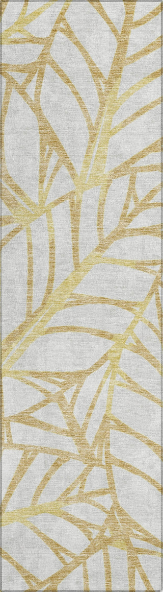 Piper Looms Chantille Floral ACN741 Gold Machine Washable Area Rug Runner Main Image