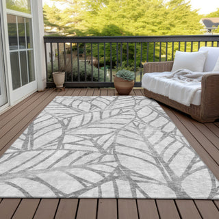 Piper Looms Chantille Floral ACN741 Gray Machine Washable Area Rug Outdoor Lifestyle Image Feature